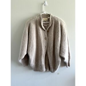 Belldini Women's Sweater Button Up Pink Angora Wool Size Small Vintage Old Money